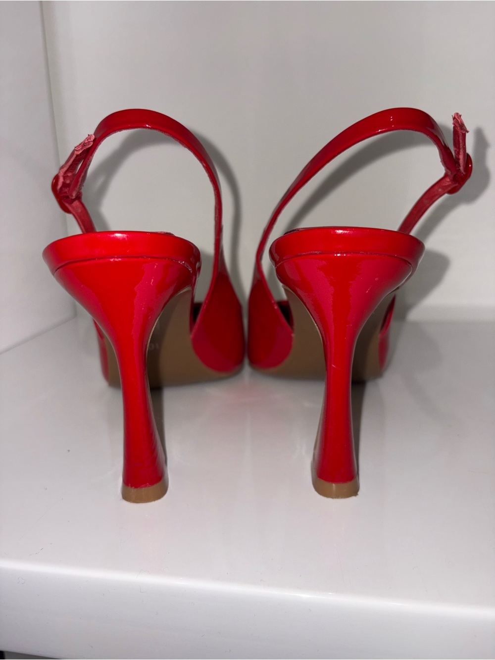 Wishbone Red Patent Slingback Pointed-Toe Heels - Picture 3 of 4